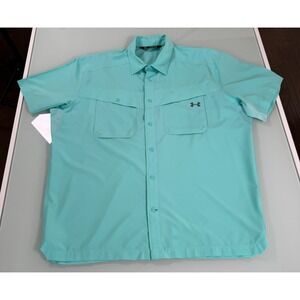 UNDER ARMOUR Shirt Men's XXL Mint Green HeatGear Loose Fishing Vented Outdoor